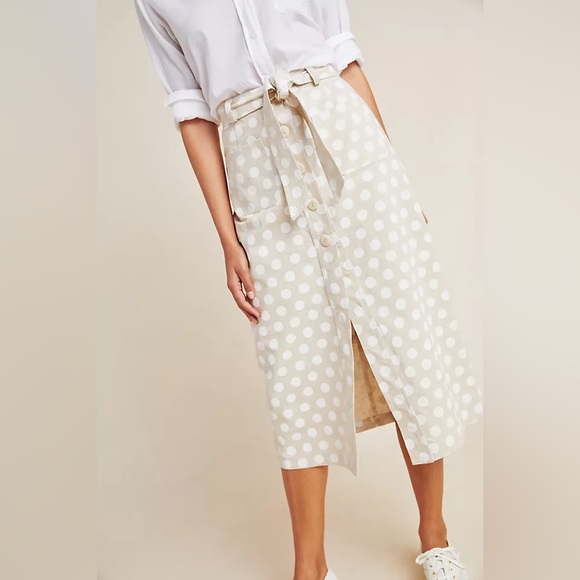 COREY LYNN CALTER x ANTHROPOLOGIE Carly Polka Dot Midi Skirt Size Small - Picture 1 of 8
